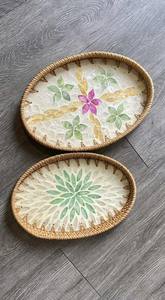 MEILLEUR PRIX Plateau en rotin Blue Lotus 2025 avec incrustation de perles Vaisselle artisanale faite à la main pour les maisons modernes - Product Image 2