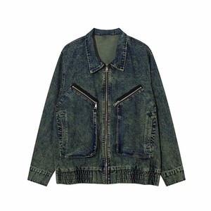 Veste en jean bleue pour homme, vente en gros |   Jean bleu |   Veste en jean pour homme avec logo brodé |   Approvisionnement direct usine US - Product Image 1