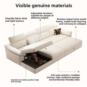 HRG-701# Imperial Concubine Dual-Use Sofa <strong>Bed</strong> Modern Chenille Fabric <strong>Recliner</strong> with Multifunctional Storage for Living Room - Product Image 5