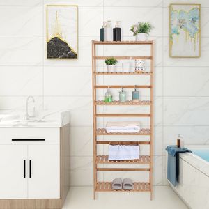 Scaffale in bambù a 6 livelli da 63,4 pollici, autoportante, multiuso, per libri, piante, fiori, scaffale portaoggetti per bagno - Product Image 3