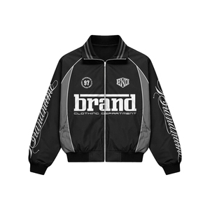 Design Your Own Brand Men's Black Track Jacket & Shorts Set Streetwear Zipper Sporty Outerwear Lightweight Quick Dry Spring Wear - Product Image 2