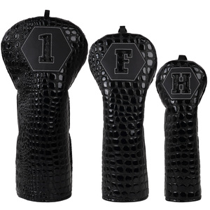 SOSH4 Housse de tête de club de golf personnalisable en cuir PU, motif feuille, fermeture magnétique durable, couleurs unies, résistante à l'eau, édition limitée - Product Image 1