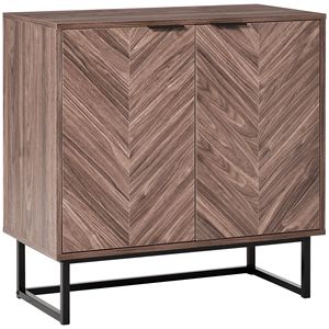 2 Door Walnut Free Standing Storage Cabinet Adjustable Shelf Double Door <b>Sideboard</b> Console Table for Kitchen & Living Room - Product Image 1