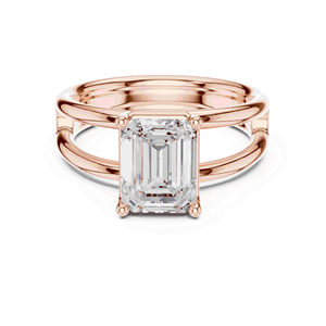 Bague de fiançailles solitaire en diamant de laboratoire taille émeraude 2 carats, à quatre griffes, avec tige fendue, en or massif 14K 18K, bijoux de mariée - Product Image 2