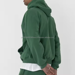 Sweat à capuche épais surdimensionné vert uni 100% coton pour hommes 500 g/m² - Product Image 3