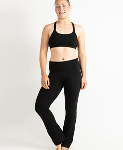 2026 Hot Sale Women's High Waist Flared Leg Solid Yoga <b>Leggings</b> <b>With</b> <b>Pockets</b> Four-Way Stretch Full Length Seamless Design 160g - Product Image 3