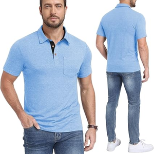 เสื้อโปโลชายมีกระเป๋า แขนสั้น น้ำหนักเบา สวมใส่สบาย เหมาะสำหรับกอล์ฟและธุรกิจ - Product Image 2