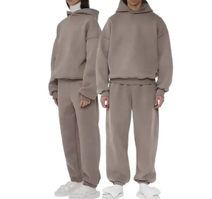 Ensembles de survêtements unisexes en molleton 100 % coton épais avec impression personnalisée en relief, coupe oversize vintage délavée à l'acide pour hommes - Product Image 2