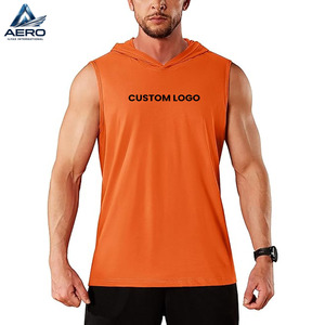 Easy To Wear Comfortable New Arrival Cotton Polyester Summer Casual Wear In Orange Color Muscle <b>Men</b> <b>Sleeveless</b> <b>Hoodies</b> - Product Image 1