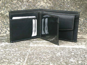 Cartera de Cuero Genuino Personalizada para Hombre, con Bloqueo RFID, Estilo Rock, Cierre de Cremallera, Diseño de Letras de Lujo y Patrón de Caracteres - Product Image 2