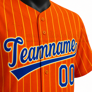 Camiseta de Béisbol Personalizada con Rayas Naranjas, Impresión por Sublimación Completa, 100% Poliéster, Secado Rápido, Transpirable, Talla Grande, Ligera, para Equipo - Product Image 6