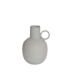 Jarrón de Hierro Minimalista con Asa Circular, Maceta Metálica Gris Mate Contemporánea, Contenedor Creativo Geométrico para Arreglos Florales para el Hogar - Product Image 1