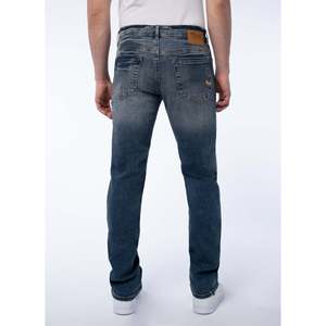 OEM/ODM Custom Mid-Rise Slim Straight Jeans para hombres Negro Wash Sutil Fade Vintage Print Pure Cotton Everyday Pocket Streetwear - Product Image 2