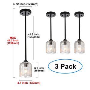 Set di 3 Lampade a Sospensione Moderne in Vetro Opaco Nero Effetto Craquelé, Lampadario Contemporaneo per Isola Cucina e Sala da Pranzo - Product Image 5
