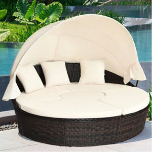 185 Modern Rattan Wicker Foldable Durable <b>Sun</b> <b>Loungers</b> Swimming Pool Outdoor <b>Cushions</b> 100% Polyester Sunbeds Wholesale - Product Image 4