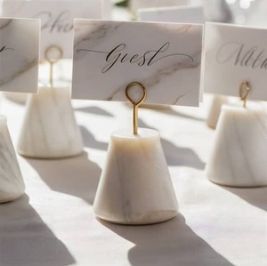 Portafotos de Mármol Natural de Lujo, Duradero y Moderno, con Clip Metálico Dorado, Soporte para Tarjetas de Nombre para Mesa de Boda, Decoración para el Hogar - Product Image 1