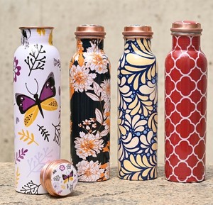Luxury Enamelled <b>Copper</b> Water <b>Bottle</b> Black Marble Finish Handmade <b>Copper</b> <b>Drinking</b> <b>Bottle</b> Premium Ayurvedic Water Storage <b>Bottle</b> - Product Image 5
