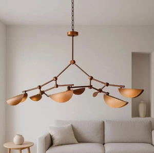 Lustre de plafond moderne du milieu du siècle, fait main, finition laiton, multi-bras réglables, à intensité variable, pour salon et salle à manger - Product Image 1