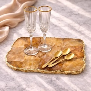 Luxury Natural Agate Serving Tray Handmade Polished Stone Decorative Tray for Home Decor <b>Bathroom</b> <b>Vanity</b> - Product Image 4