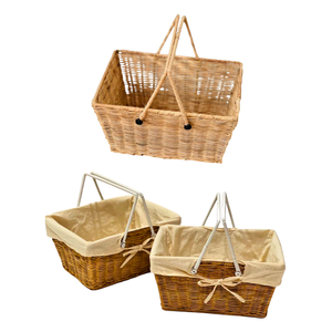 Panier en rotin multi-usages avec structure robuste et doublure en coton pour le linge, les jouets et les couvertures - Product Image 1