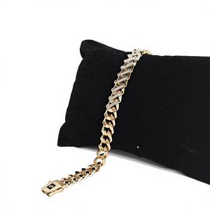 22K <b>Solid</b> <b>Gold</b> Cuban Link Bracelet for Men Luxury Stone Studded <b>Gold</b> Chain Kada Designer Male Wristband Jewelry 16.88g - Product Image 1