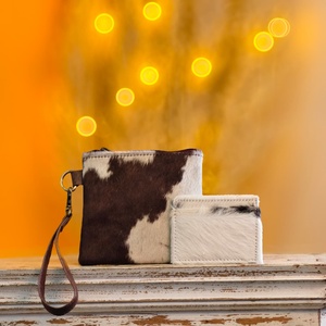 2026 Unique Animal Print 100% Genuine Leather Handmade Wristlet Clutch <b>Wallet</b> Zipper Western Style Hair Fur Hand Purse For Women - Product Image 2