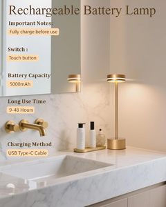 Portable <b>LED</b> Cordless Desk Lamp 2 Pack Rechargeable 5000mAh <b>Touch</b> Control Table <b>Light</b> 3 Colour Dimmable for Nightstand Home - Product Image 4