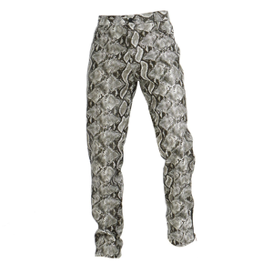 Pantalones de Piel de Serpiente Genuina para Mujer, Talla Grande, Transpirables, Cintura Media, Casuales, Otoño, Oferta - Product Image 1