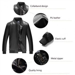 Blousons en cuir pour moto respirants grande taille zippés simples décontractés d'extérieur coupe-vent mode hiver - Product Image 2