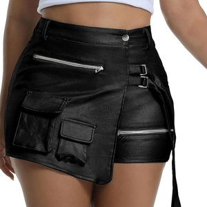 Jupe cargo en cuir véritable, coupe décontractée, design de poches fonctionnelles, étiquette privée personnalisée, production en gros - Product Image 1