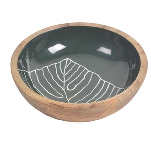 Cuenco de madera personalizado para mesa, cuenco de madera natural para ensalada, cuenco para masa con estampado de esmalte para uso doméstico en la cocina - Product Image 1