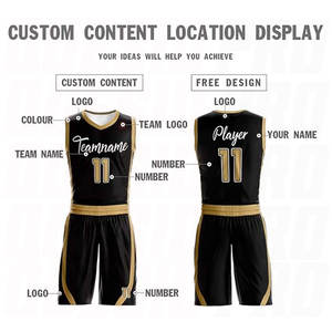 Ensemble d'uniformes de basketball personnalisés par sublimation, noir et blanc, maillot et short de basketball universitaire, design de logo d'équipe personnalisé - Product Image 2