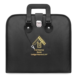 Masonic Craft Master Apron Soft Case Leather Square Shape Black Regalia Carrier Custom Name Rank Lodge <b>Number</b> <b>Gold</b> Embroidered - Product Image 1