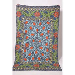 Handmade Kantha Suzani <b>Quilt</b> Vintage Cotton Floral Bedspread Boho Indian <b>Throw</b> Blanket Bedding Decor Eco-Friendly Washable Home - Product Image 1