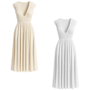 Vestido Midi Elegante para Mujer, Cuello Redondo, Manga Corta, Corte Recto, Transpirable, de Nailon, Cintura Elástica, Tela Elástica, para Todas las Temporadas - Product Image 1