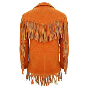 Veste en daim à franges automne-hiver 2026, veste en cuir de mouton véritable, veste en cuir à franges camel avec échantillon gratuit - Product Image 3