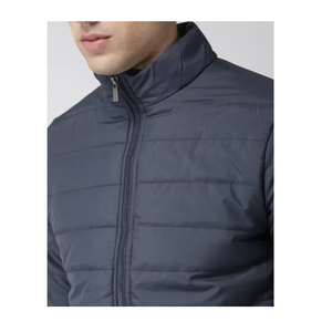 Dark Slate Gray Custom Men Padded <b>Jacket</b> Stand Collar Quilted Zip Winter Coat Lightweight OEM Factory Premium Outerwear Pro - Product Image 2