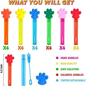 Set di 24 bacchette per bolle con impronte di zampe e decorazioni per feste di compleanno - Product Image 3