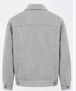 Chaqueta de pana color gris claro para hombre con cuello vuelto y cierre de botones - Product Image 6