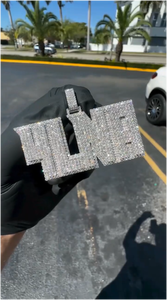 Collier personnalisé hip-hop avec pendentif lettre/chiffre serti de pierres, plaqué or, avec pierres en moissanite, collier prénom personnalisé pour homme - Product Image 1