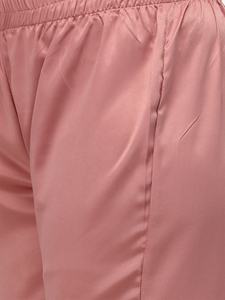 Conjunto de pijama rosa de seda para mujer, ropa de dormir de 2 piezas con estampado de lujo para verano, venta al por mayor - Product Image 6