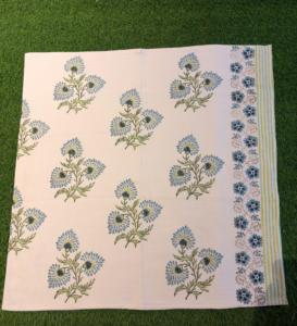 100% Cotton <b>Hand</b> Block Print Cotton Waffle Towel <b>Set</b> Blue Daisy Floral Vine Border Jaipuri Bath <b>Hand</b> Towel Stripe Bulk OEM Whole - Product Image 2