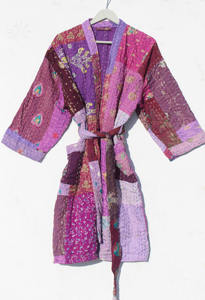 Kimono indio hecho a mano de algodón kantha para mujer y hombre, elegante ropa de playa, bata de baño estilo japonés con patchwork, regalo para ella. - Product Image 4