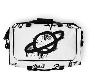 Bolsa de Lona Blanca con Estampado de Grafiti Negro, Cierre de Cremallera, Estilo Casual, Correa de Hombro Resistente para Viaje - Product Image 5