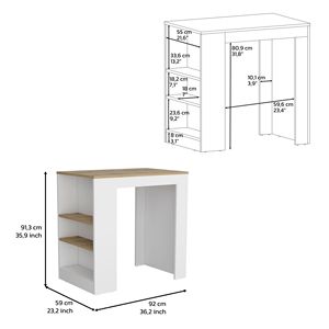 Isola da Cucina Lacour di Depot E Shop Bianca/Macadamia con 3 Ripiani Laterali, Tavolo Funzionale da Cucina e Bar - Product Image 4