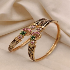 Latest IGI Certified Vintage Gold Plated Diamond <b>Bangles</b> <b>for</b> <b>Women</b> Pear Cut Natural Diamond <b>for</b> Weddings and Parties in India - Product Image 5