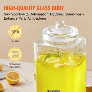 Dispenser per Bevande Ghiacciate in Acciaio Inox da 1,5 Galloni con Rubinetto, Dispenser per Succhi in Vetro con Supporto per Feste, Set da 2 Pezzi, Articoli per Bevande Premium - Product Image 4