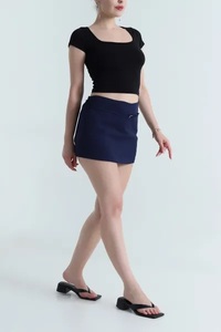 Falda Casual para Mujer, Diseño 2026, Estilo Veraniego, Cintura Elástica Suave, Mini Falda Asimétrica de Chifón y Malla, Colores Sólidos, Transpirable - Product Image 3