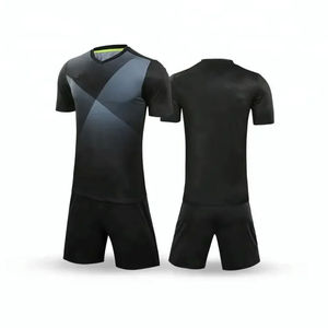 Maillot de football pour homme, noir dégradé, manches courtes, col en V, polyester respirant, coupe athlétique, toutes saisons - Product Image 5