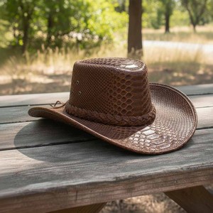 Chapeau en peau de serpent marron, fait main, réglable, toutes saisons, unisexe, pour activités de plein air, voyage, pêche, aventure, qualité supérieure, privé - Product Image 4